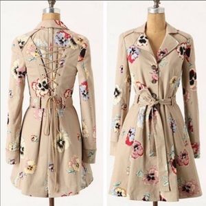 Anthropologie Elevenses Pansy Corset Trench Coat